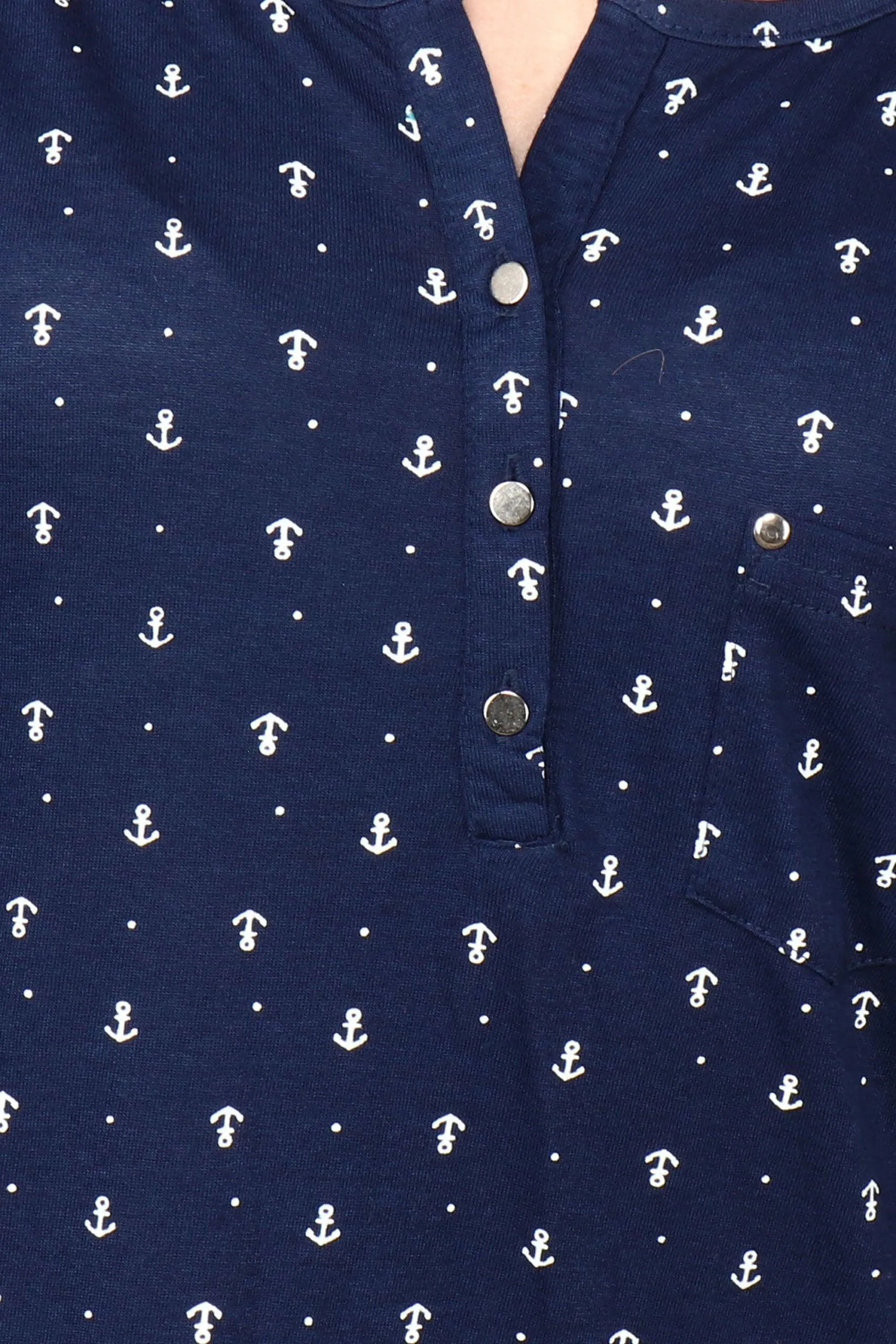 Anchor All Over Printed Night Suit Set with Long Sleeves-Dark Blue