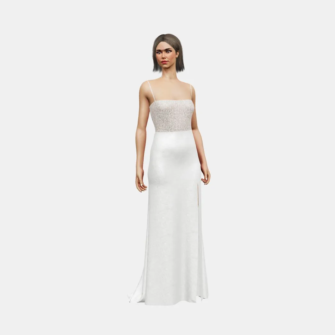 Bandeau and open back   column with slit