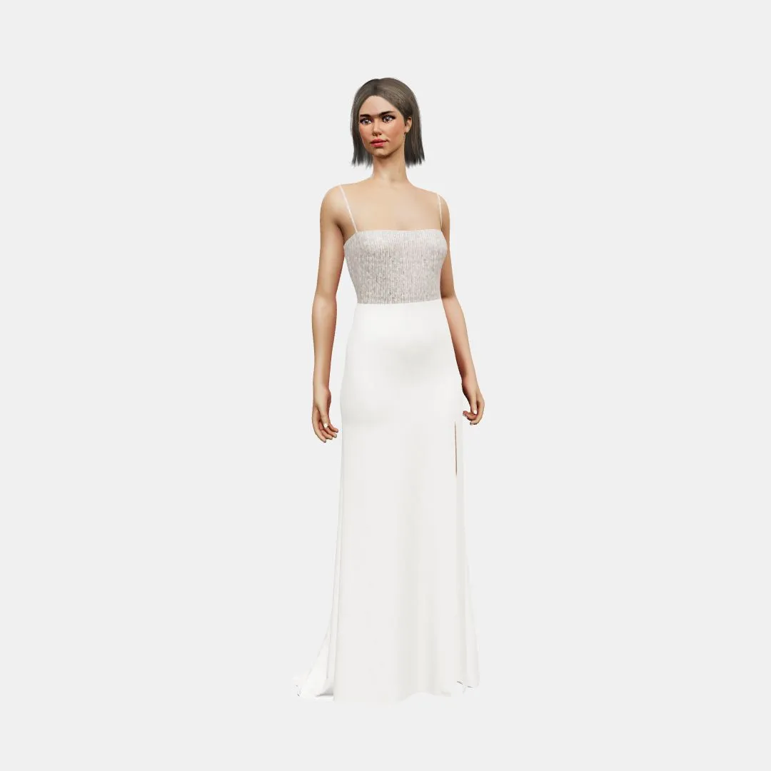 Bandeau and open back   column with slit