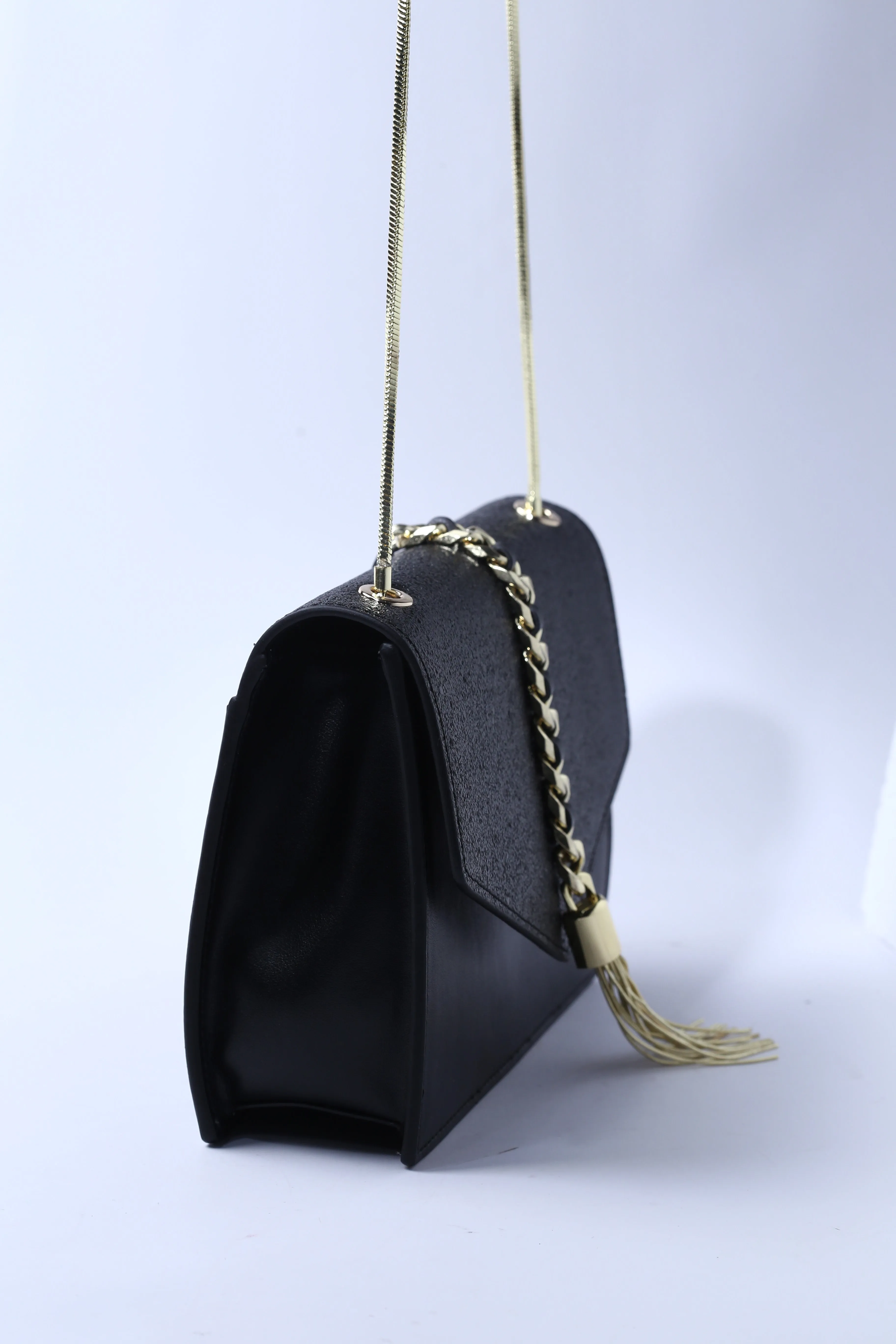 Black Pebble Leather Small Occasion Bag