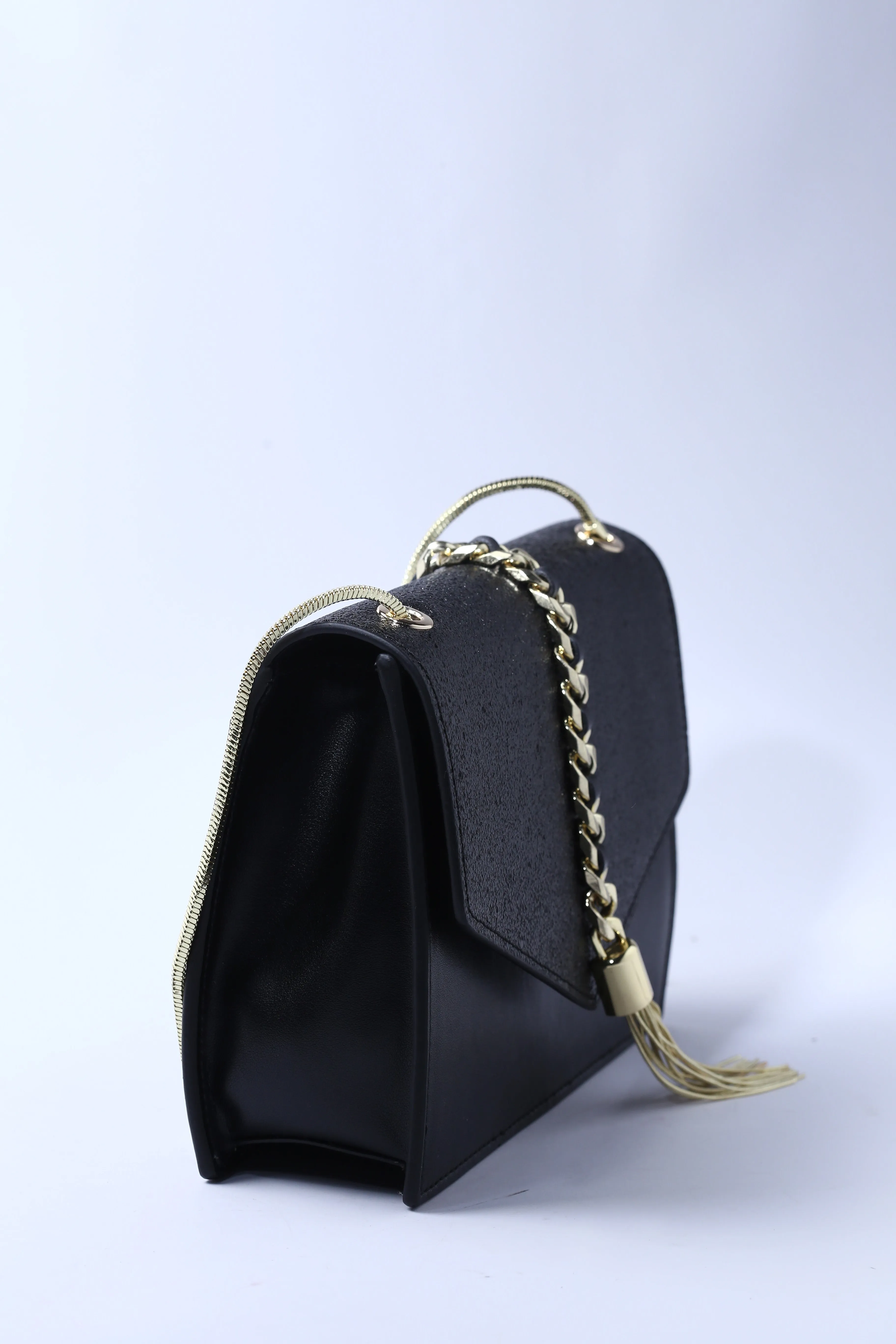Black Pebble Leather Small Occasion Bag