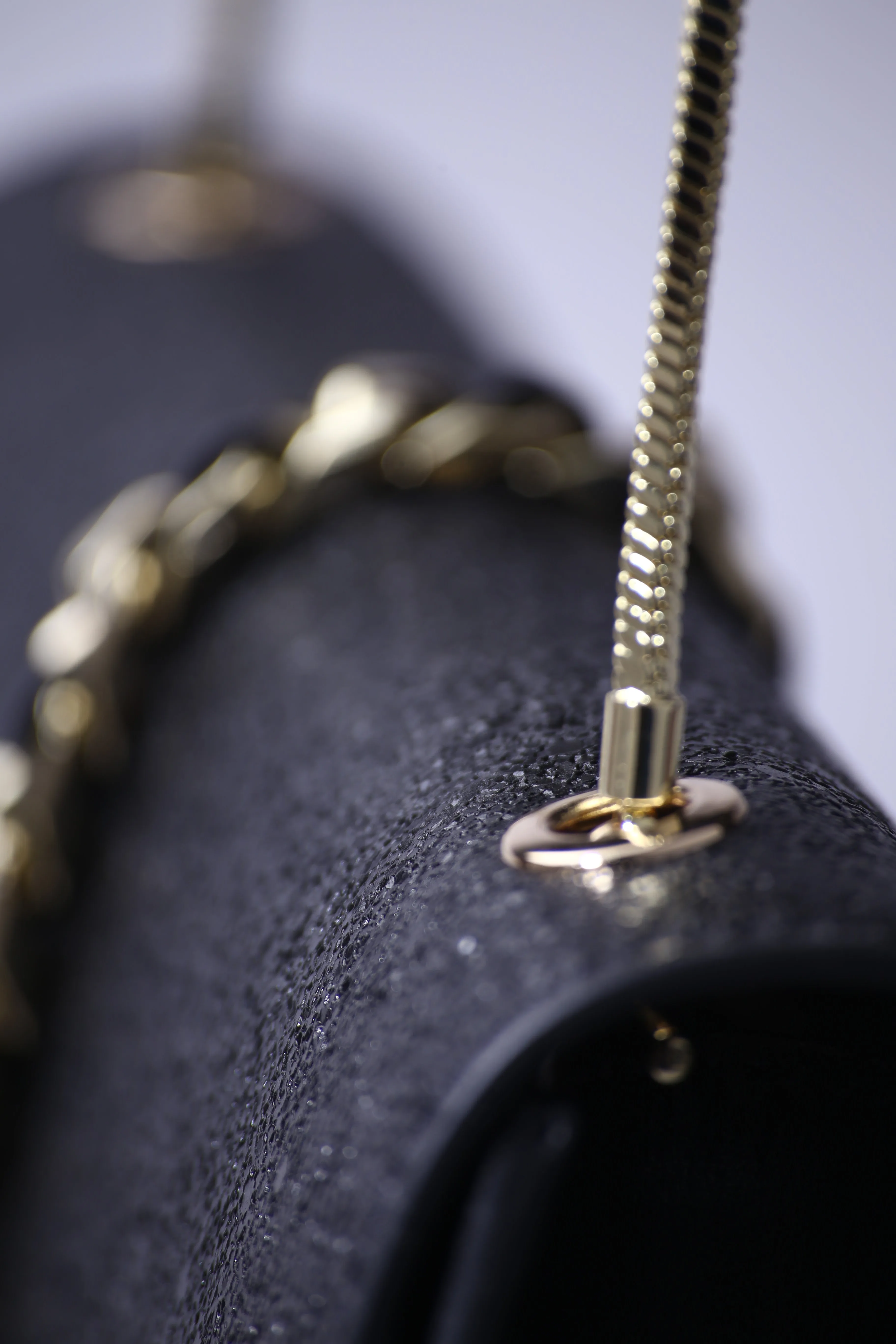 Black Pebble Leather Small Occasion Bag