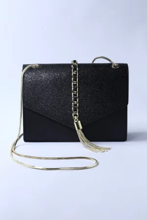 Black Pebble Leather Small Occasion Bag