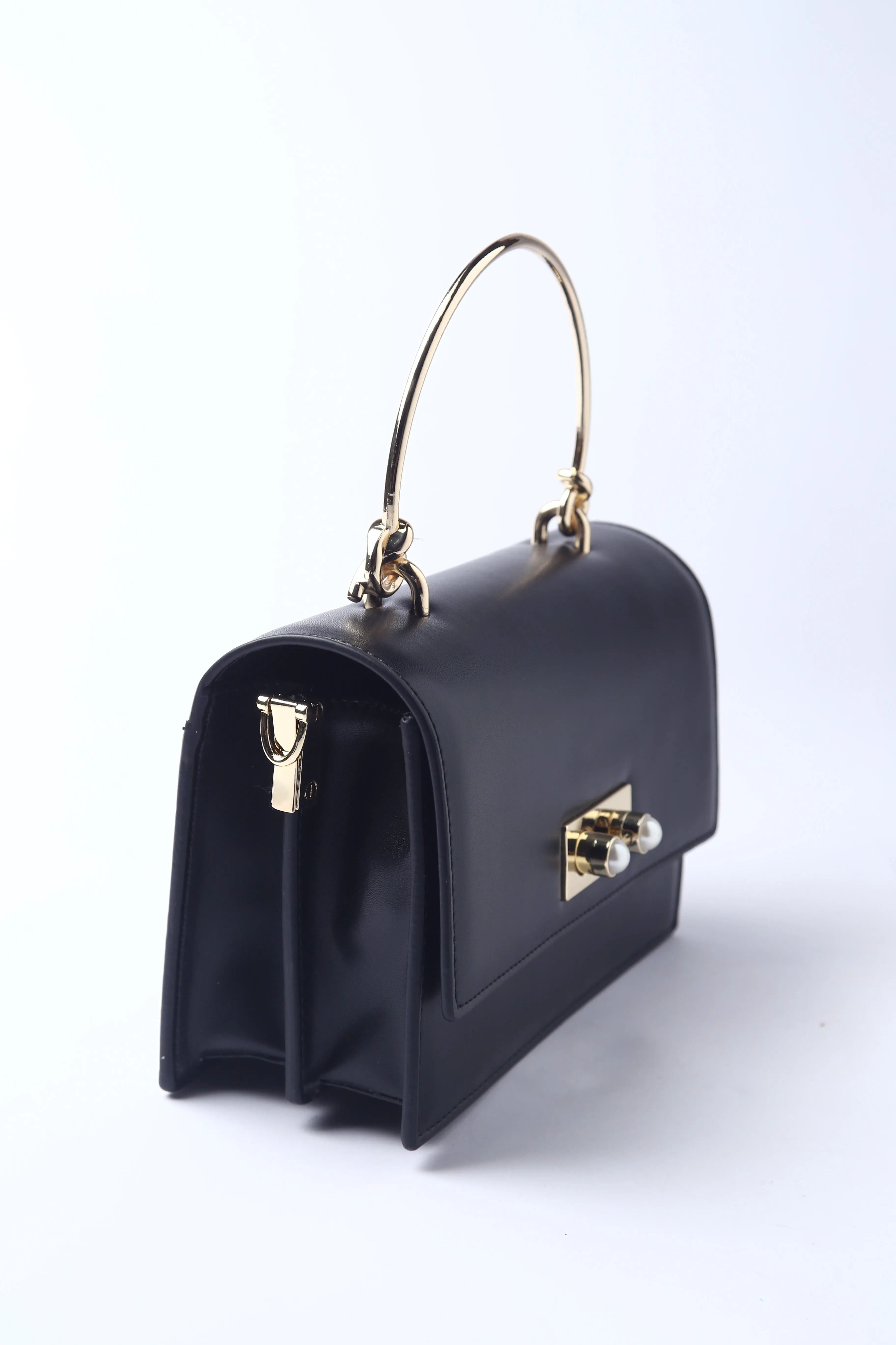Black PU Vegan Materials Small Handheld Occasion Bag