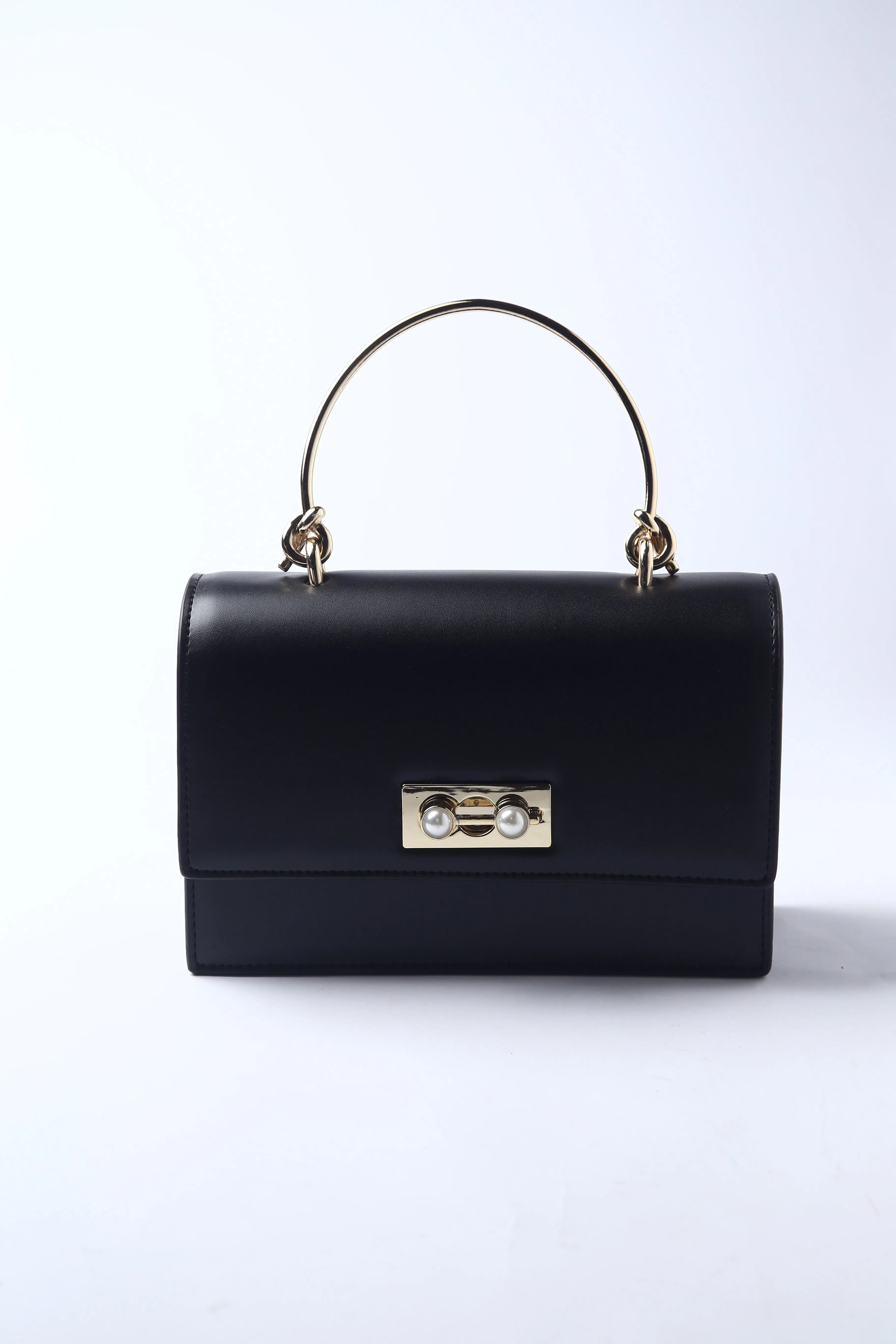 Black PU Vegan Materials Small Handheld Occasion Bag