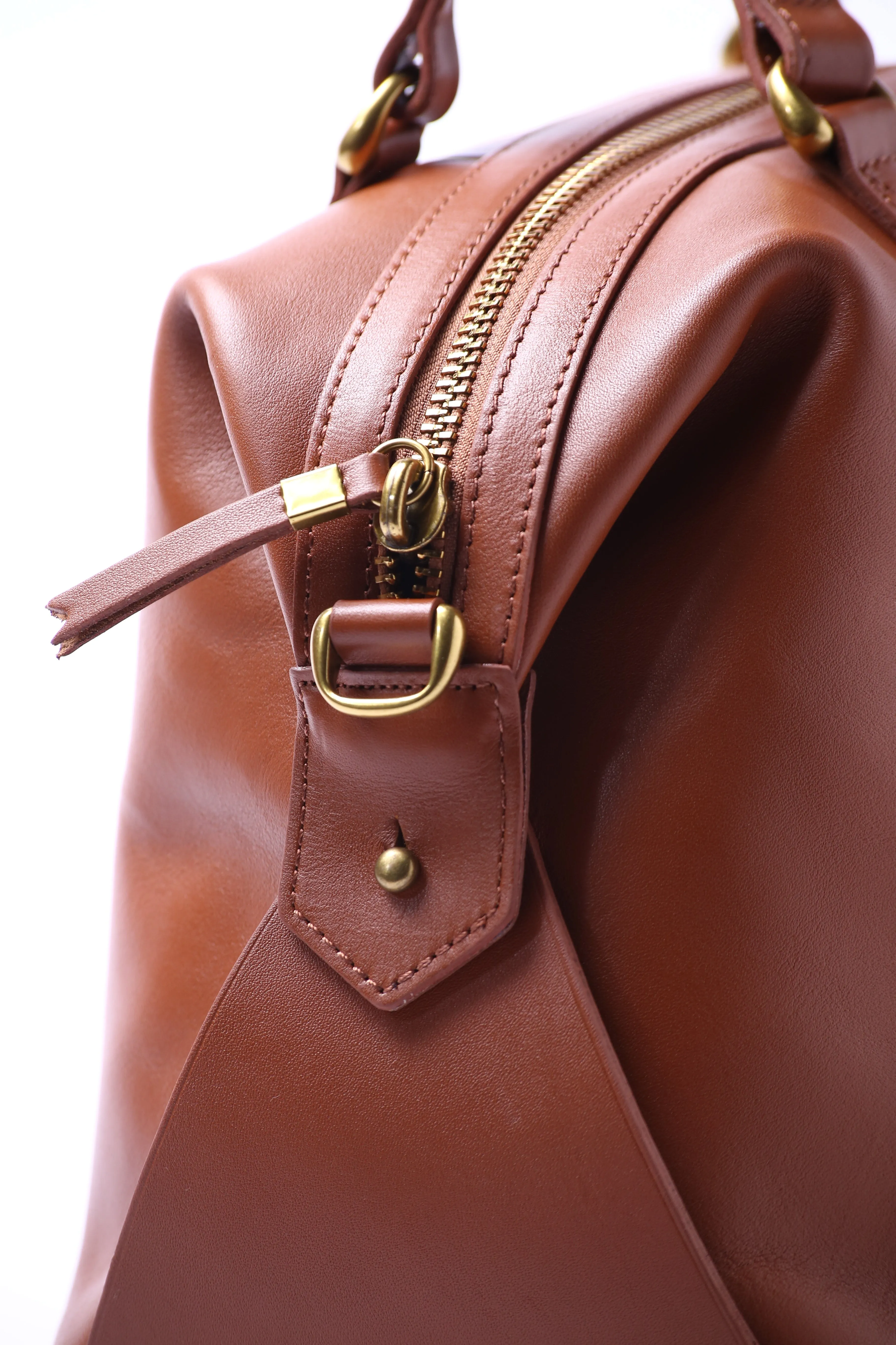 Brown Soft Leather Large Travel Bag