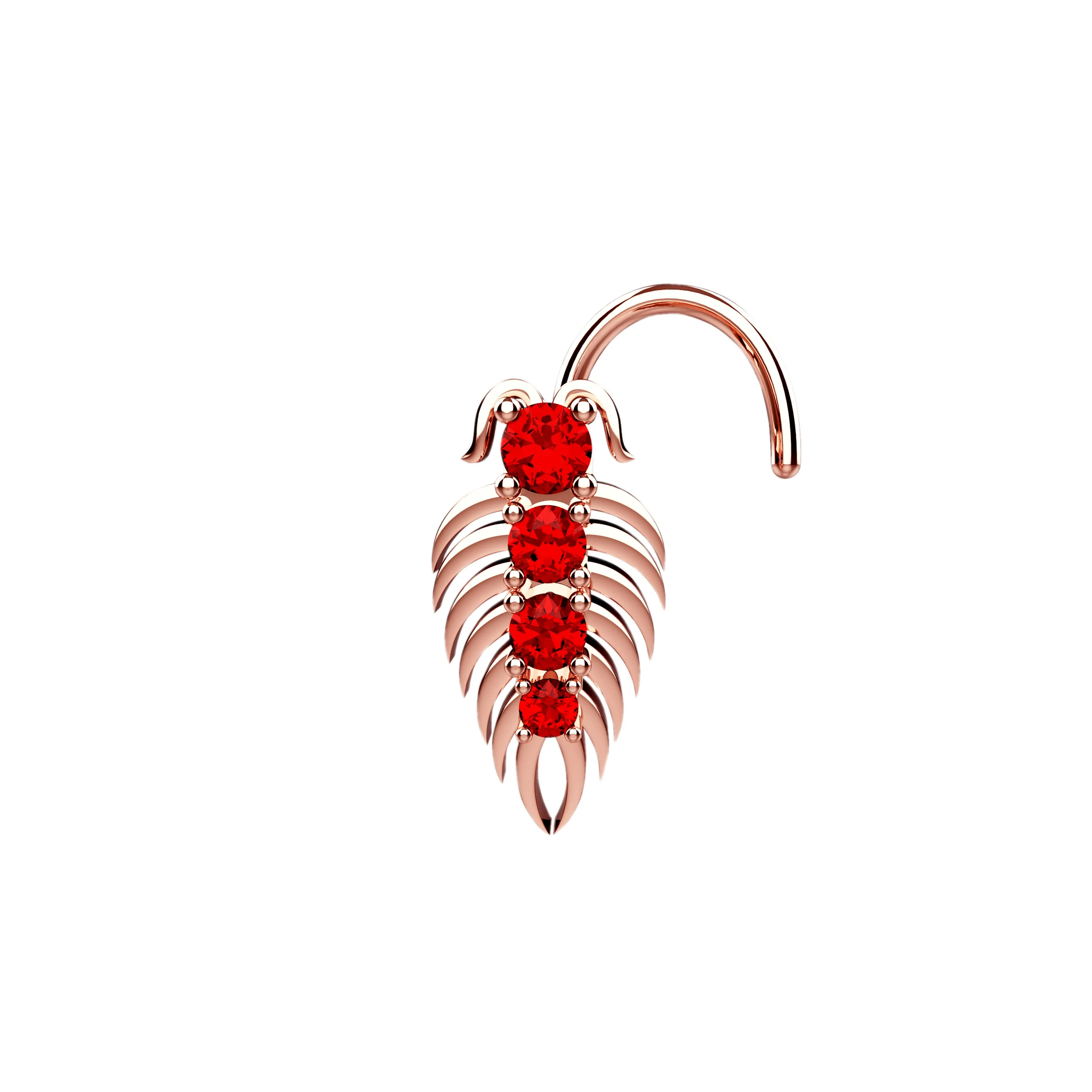 Centipede Bone Nose Ring – Edgy Gold Nose Piercing Jewelry