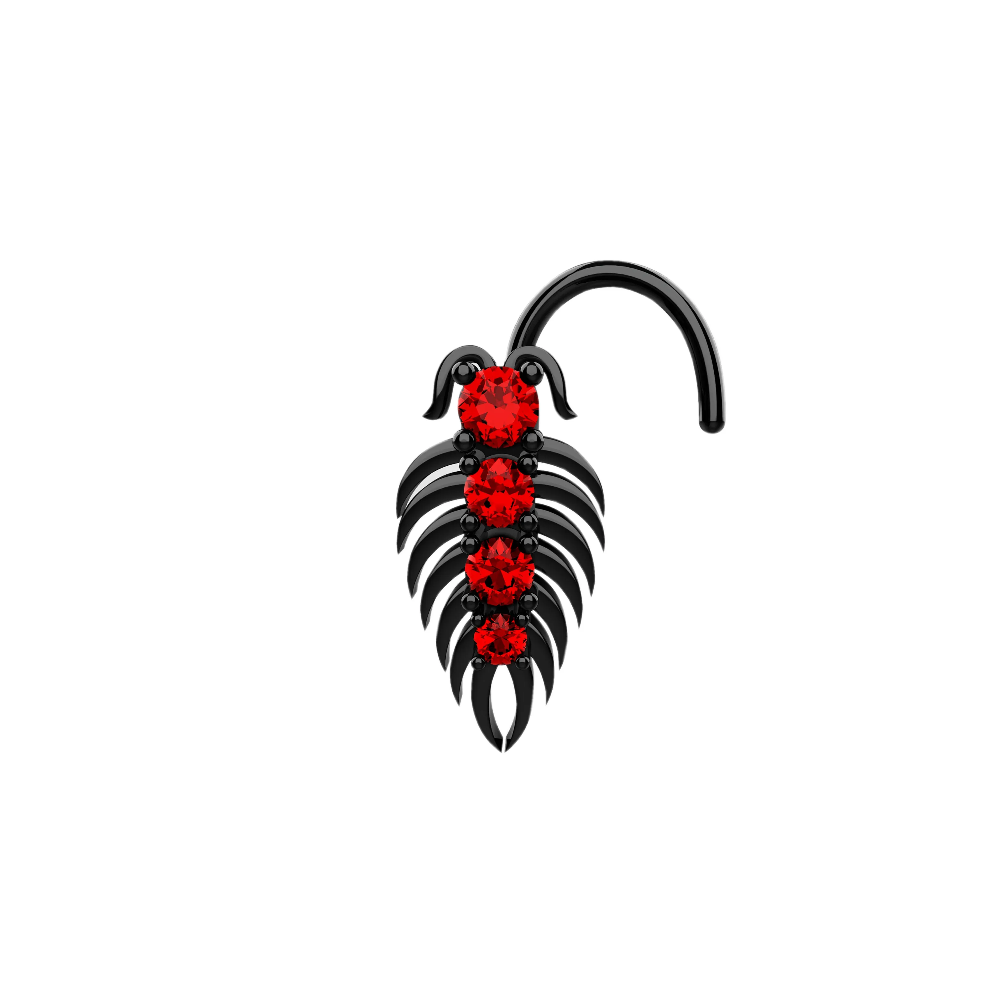 Centipede Bone Nose Ring – Edgy Gold Nose Piercing Jewelry