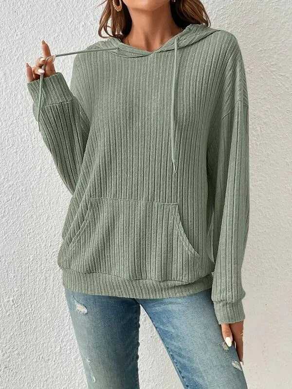 Cozy rib drawstring hoodie