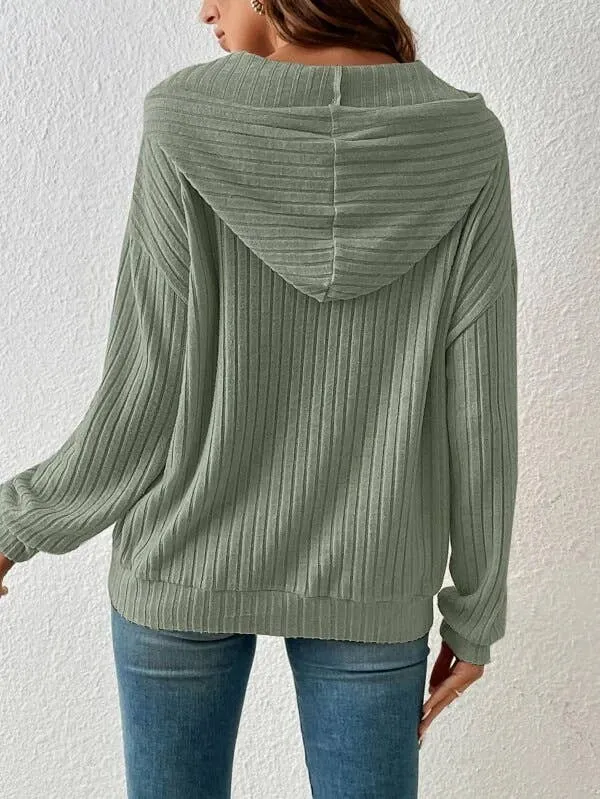 Cozy rib drawstring hoodie