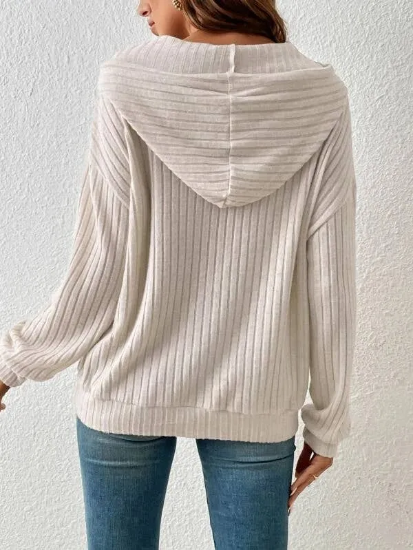 Cozy rib drawstring hoodie