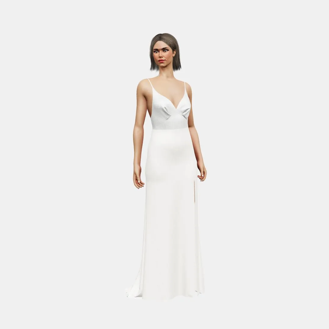 Deep neck and open back   column with slit