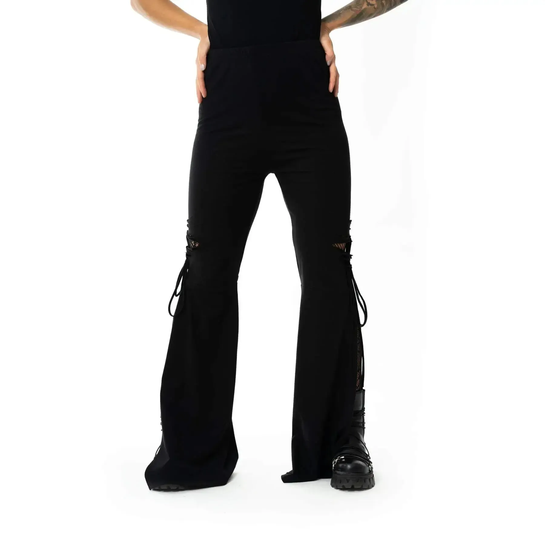Innocent Lifestyle Ladies Birdie Long Leg Flared Trousers in Black