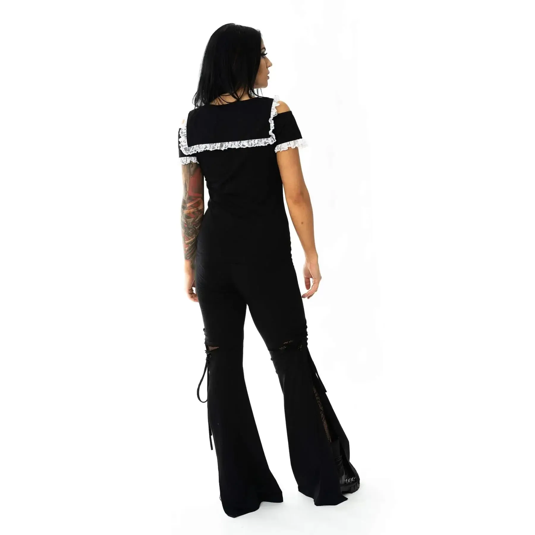 Innocent Lifestyle Ladies Birdie Long Leg Flared Trousers in Black