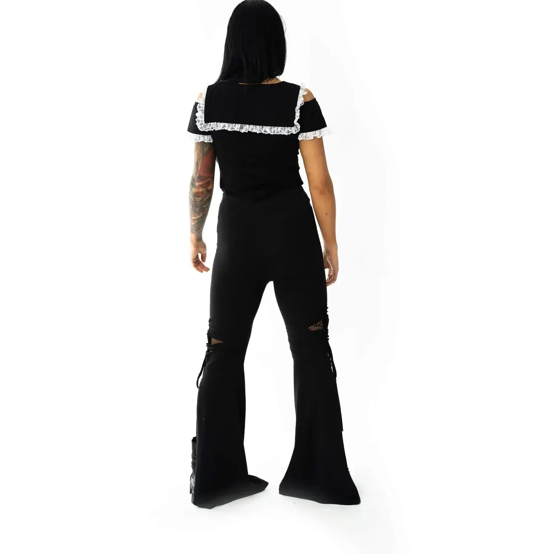 Innocent Lifestyle Ladies Birdie Long Leg Flared Trousers in Black