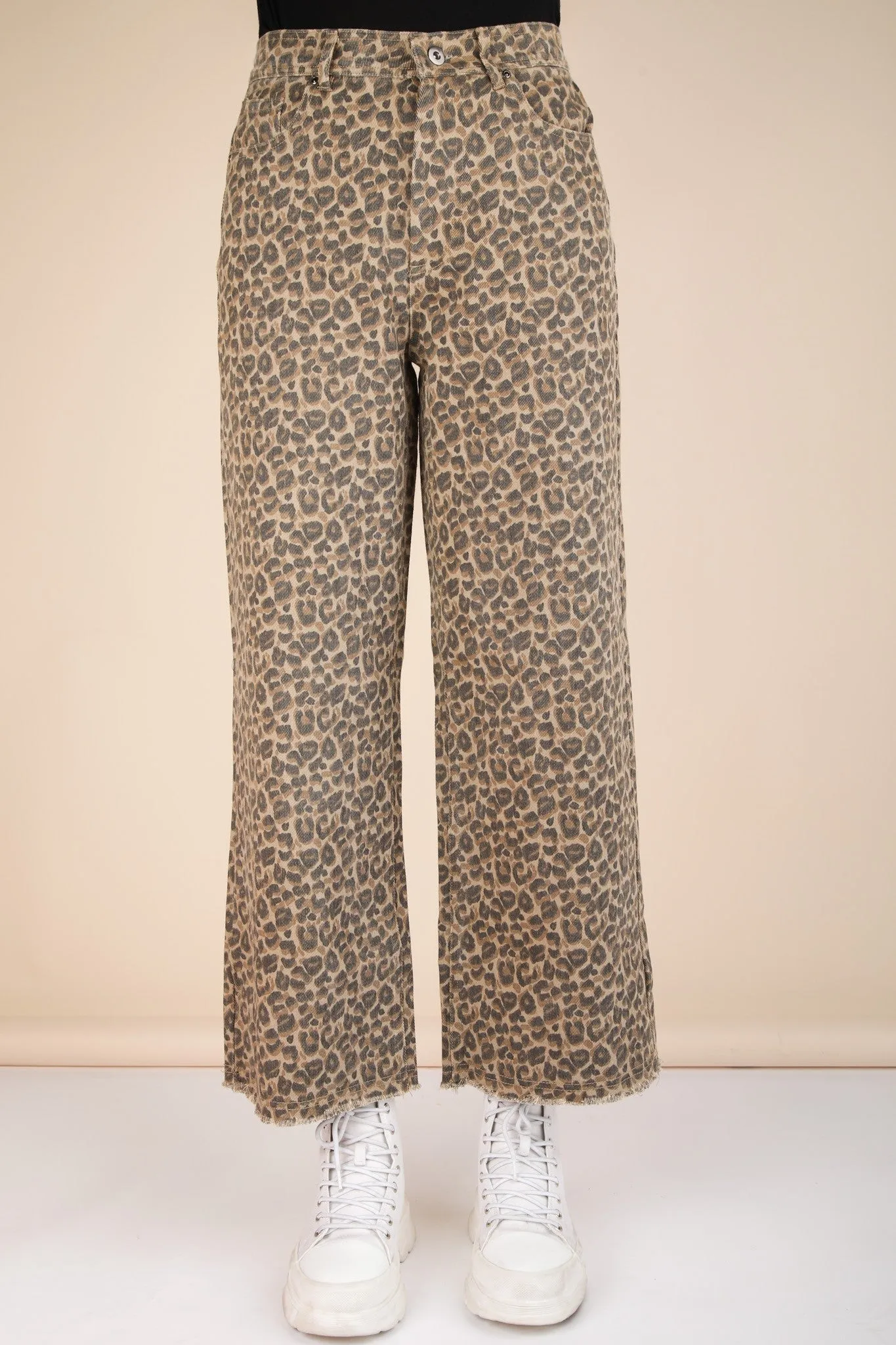 Leopard Print Straight Jeans