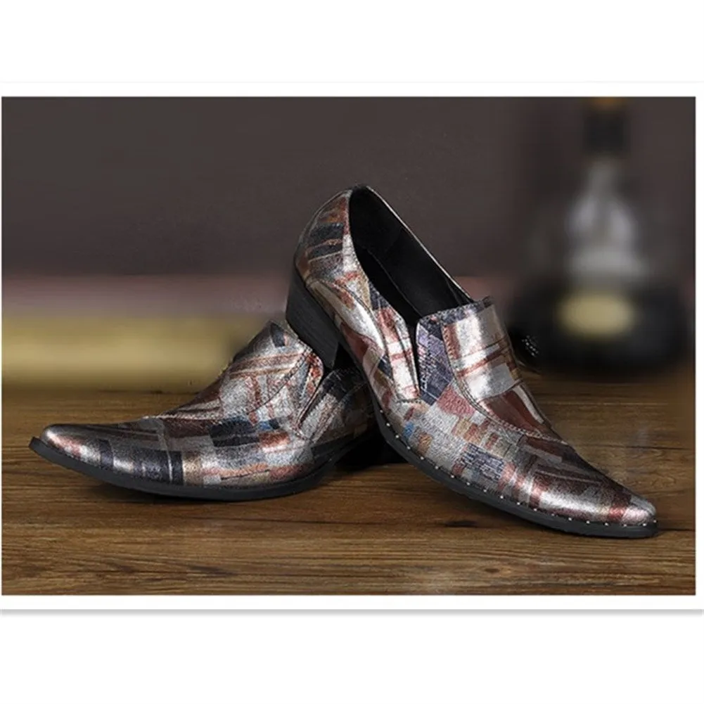 Low Top Printed Slip On Men Oxford Shoes