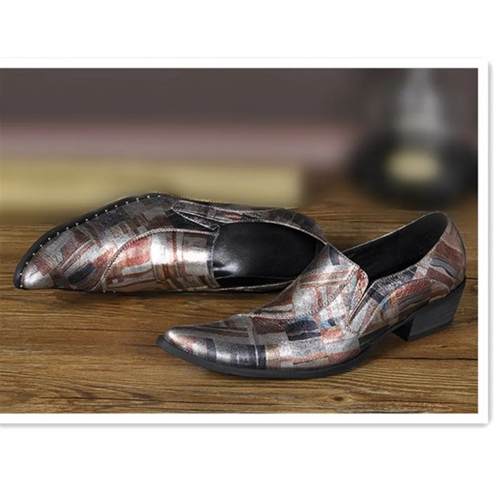 Low Top Printed Slip On Men Oxford Shoes