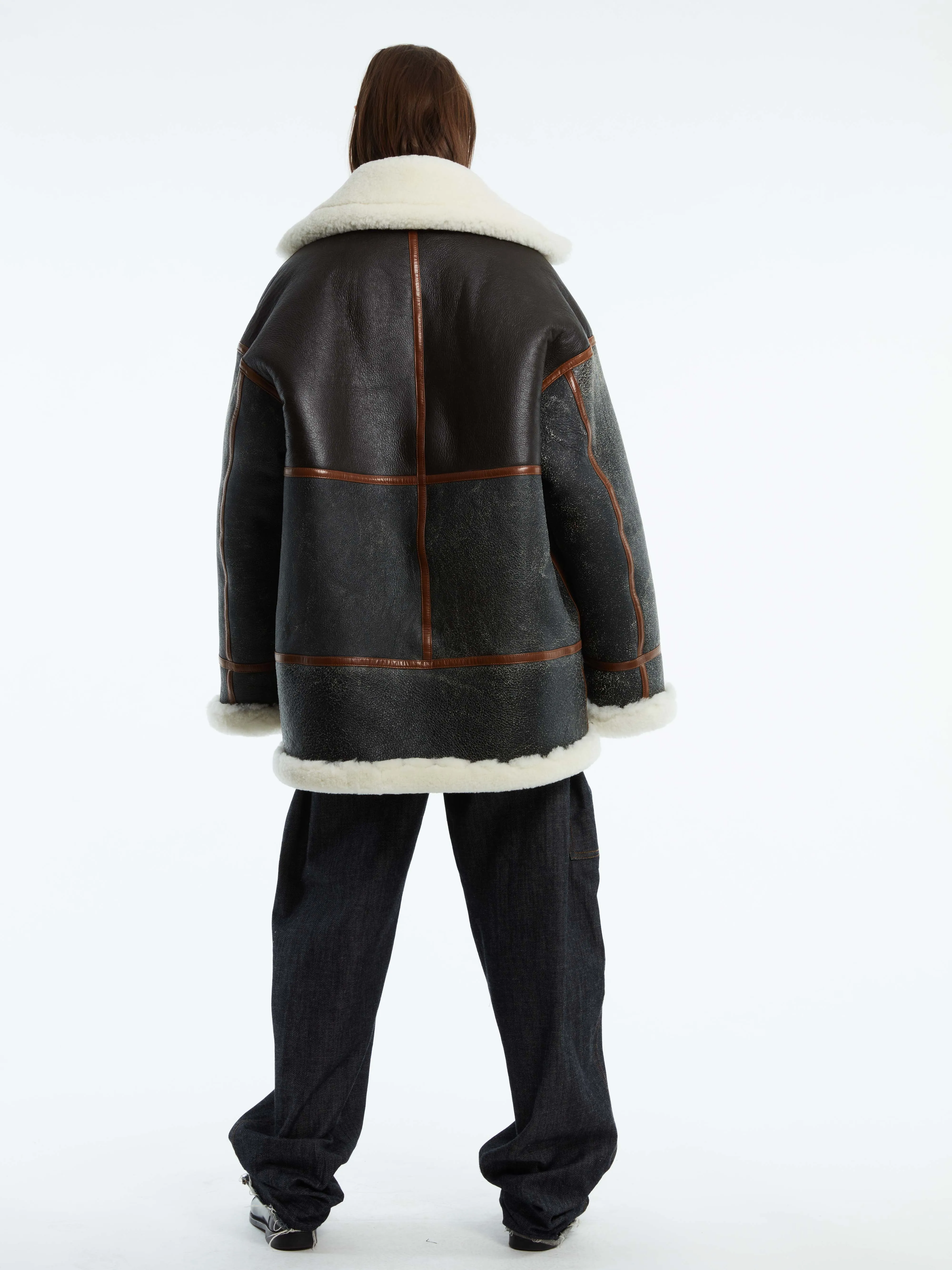 OVERSIZED DECONSTRUCTED SHEARLING JACKET