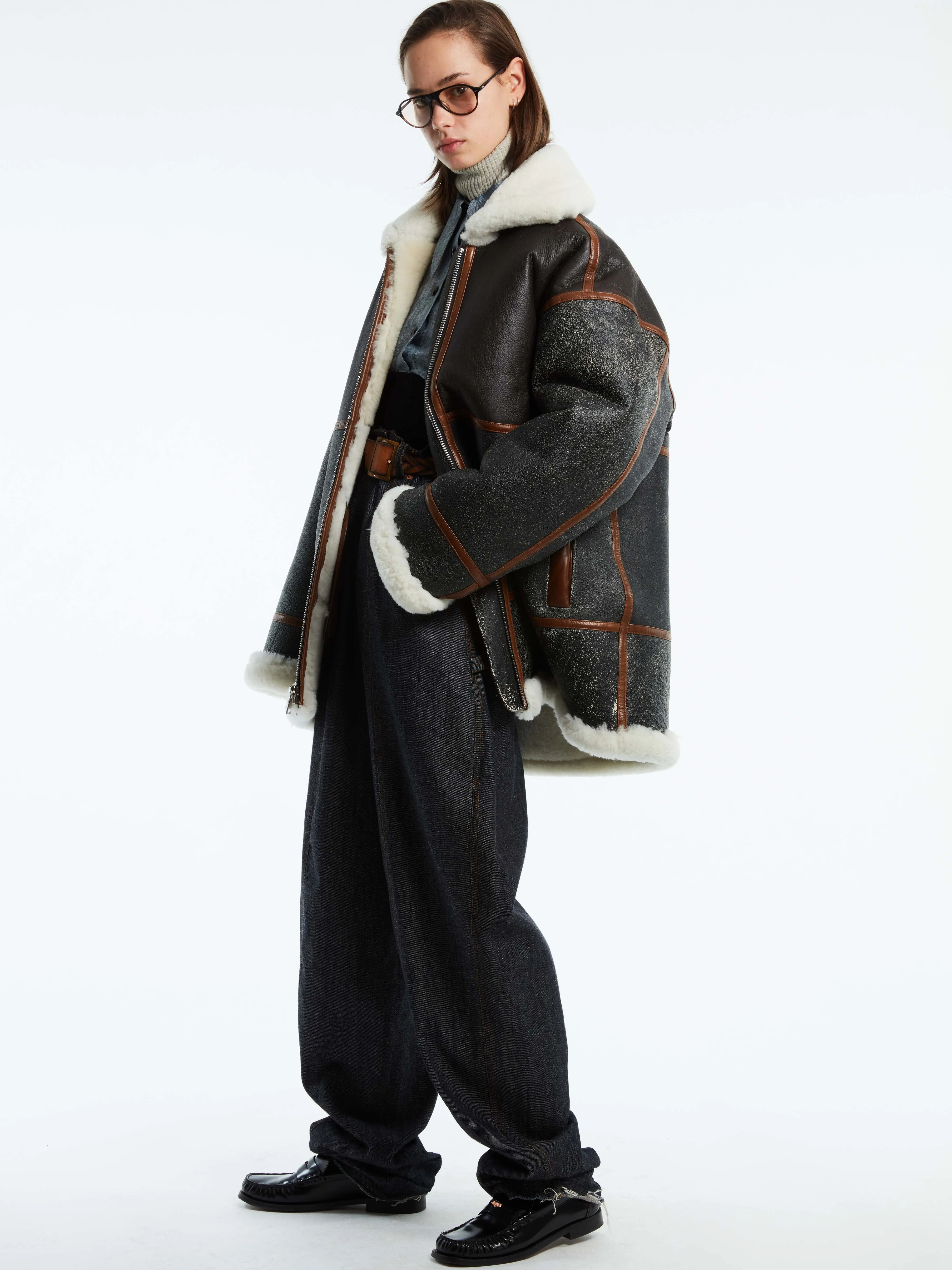 OVERSIZED DECONSTRUCTED SHEARLING JACKET