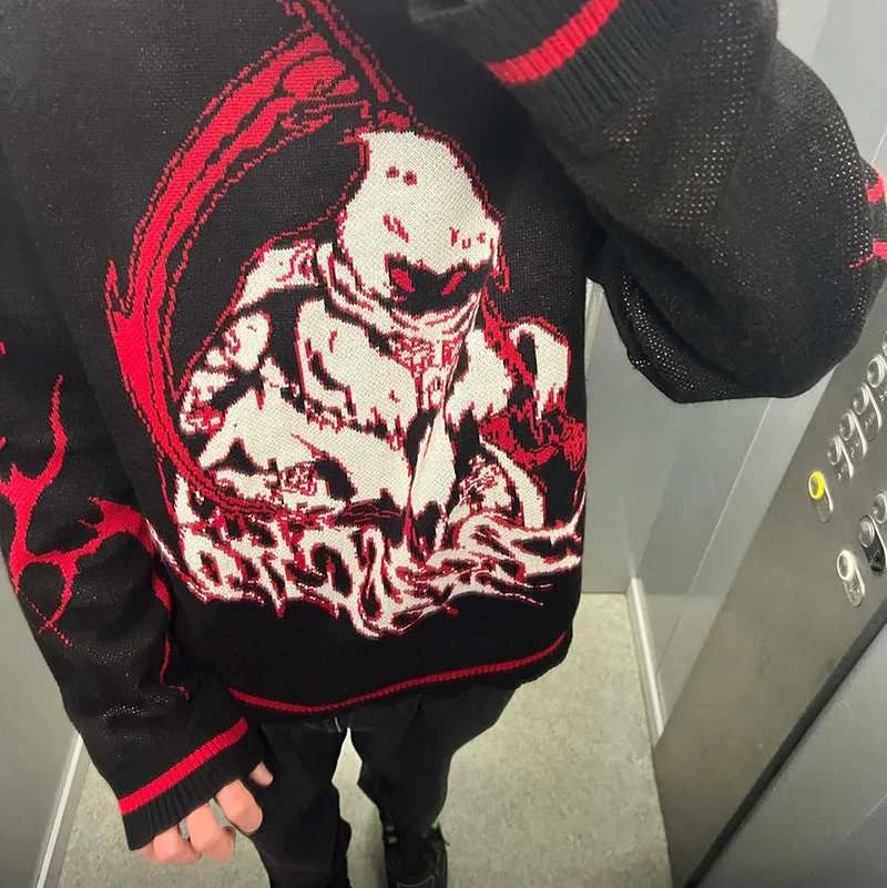 Psycho Reaper | Dark Graphic Knit Sweater