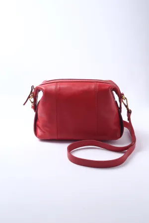 Red Soft Leather  Crossbody Bag