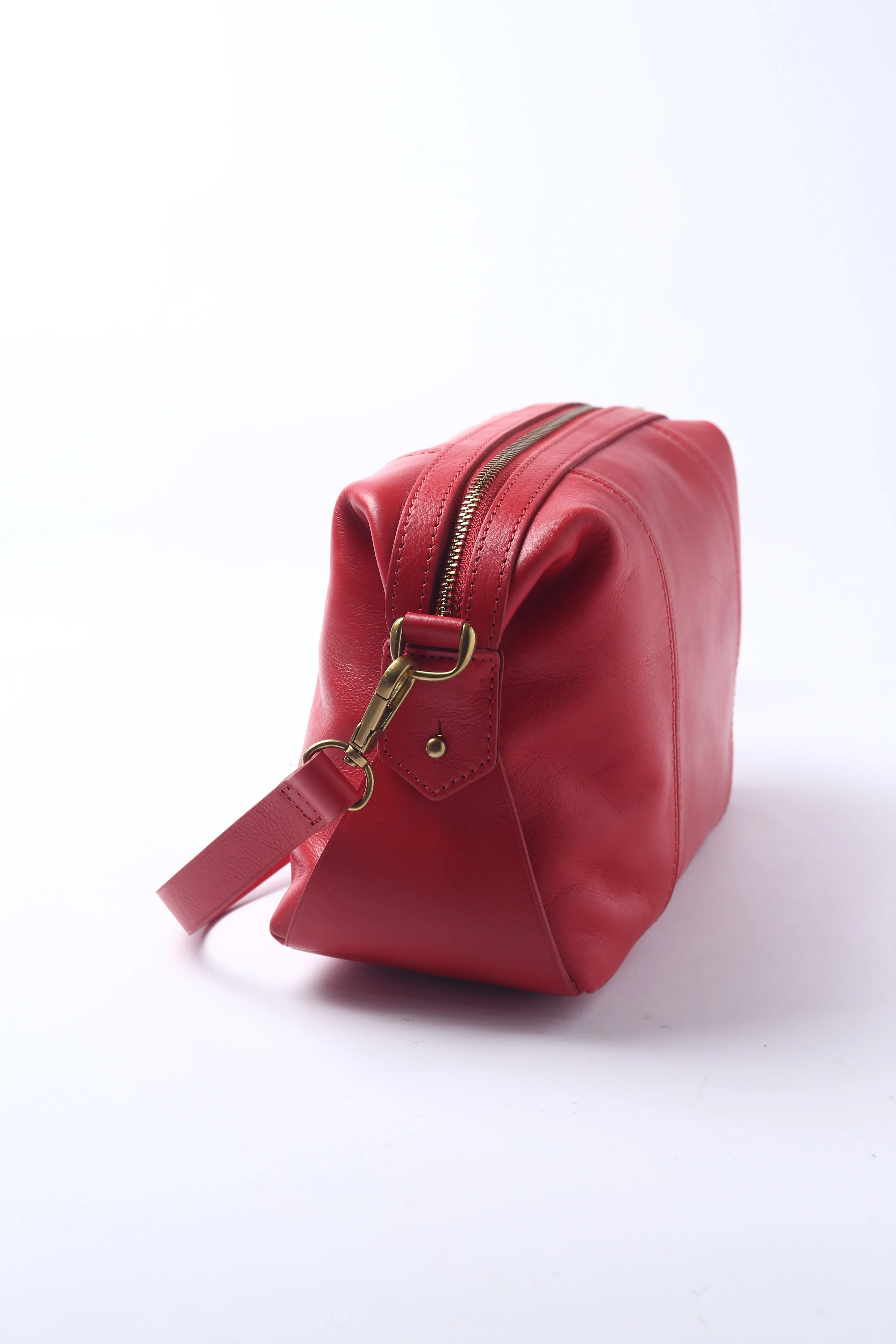Red Soft Leather  Crossbody Bag