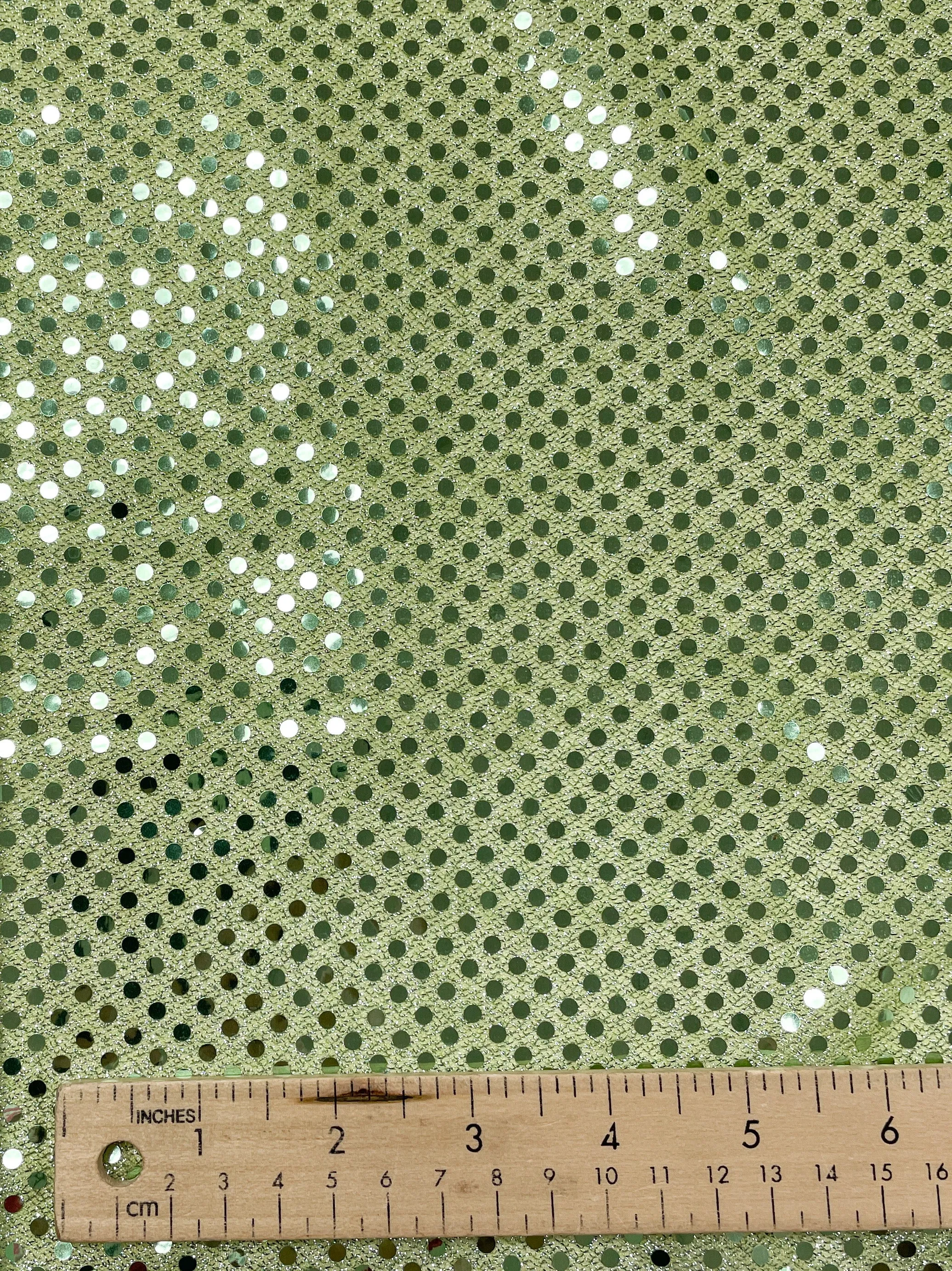 SALE 1 7/8 YD Polyester Knit Lurex with Confetti Dot - Celery Green