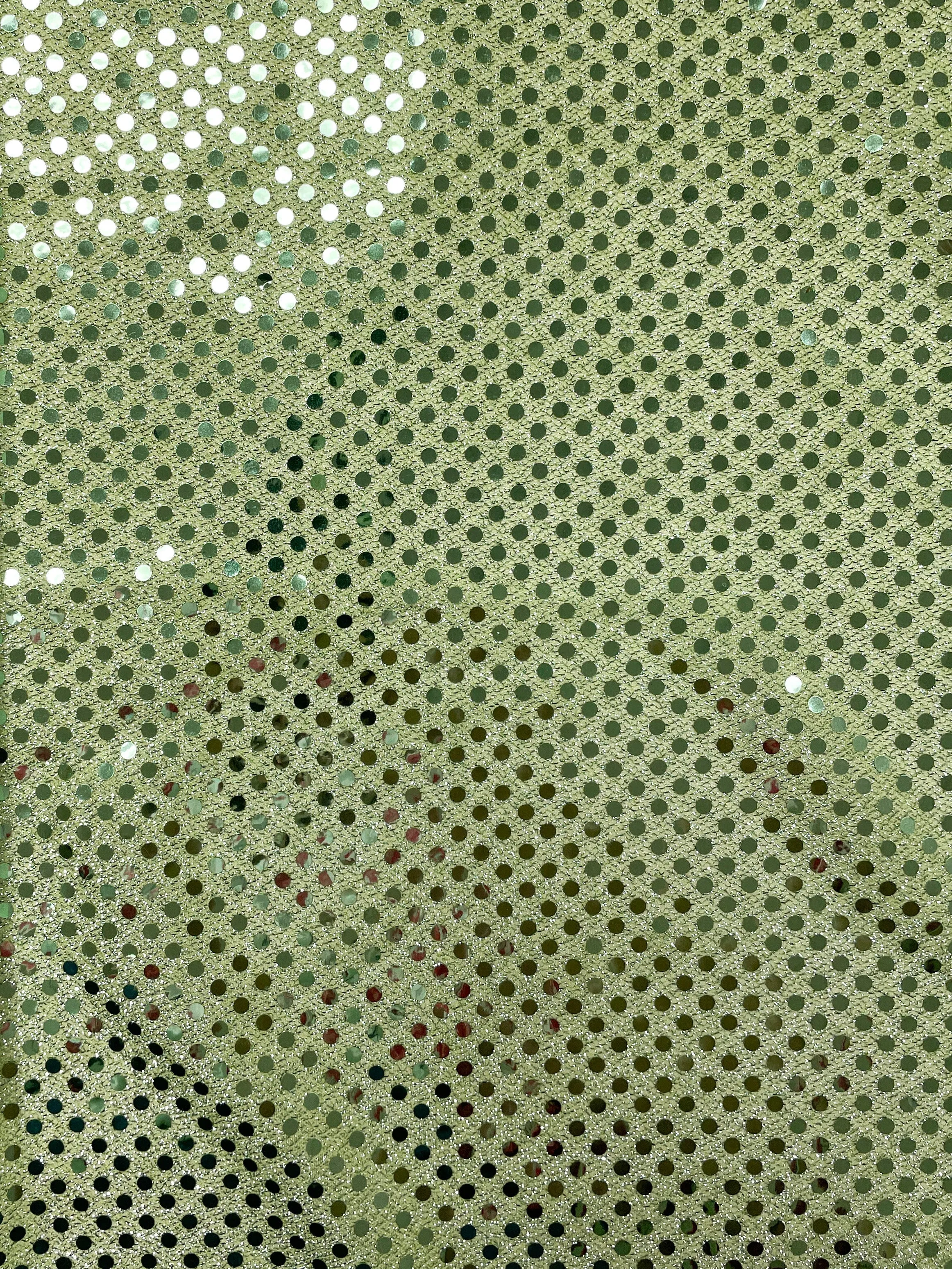 SALE 1 7/8 YD Polyester Knit Lurex with Confetti Dot - Celery Green