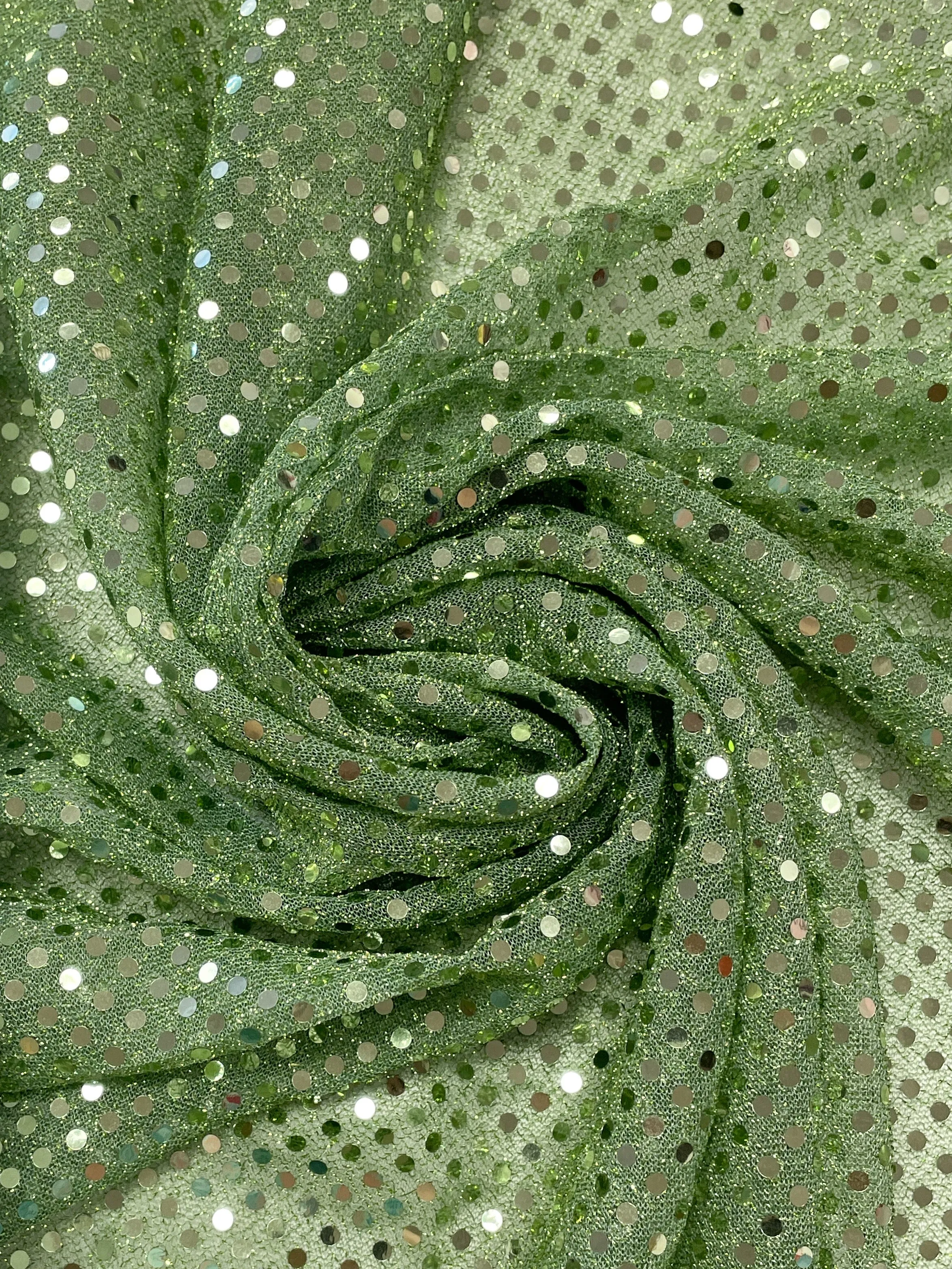 SALE 3 3/4 YD Polyester Knit Lurex with Confetti Dot - Light Green