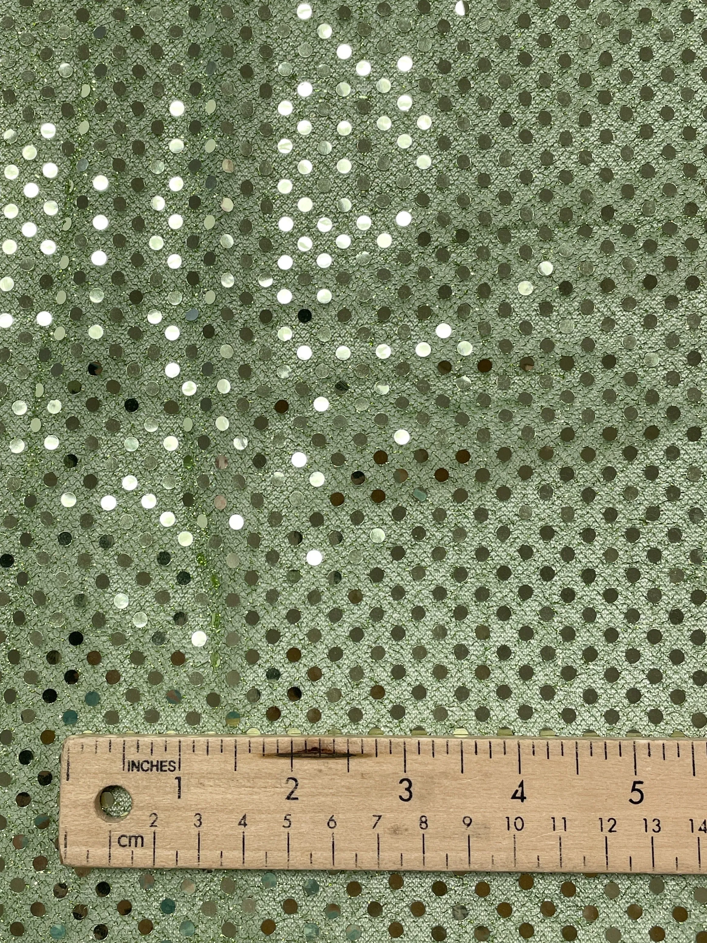 SALE 3 3/4 YD Polyester Knit Lurex with Confetti Dot - Light Green