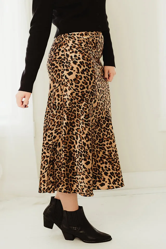 Satin Leopard Skirt