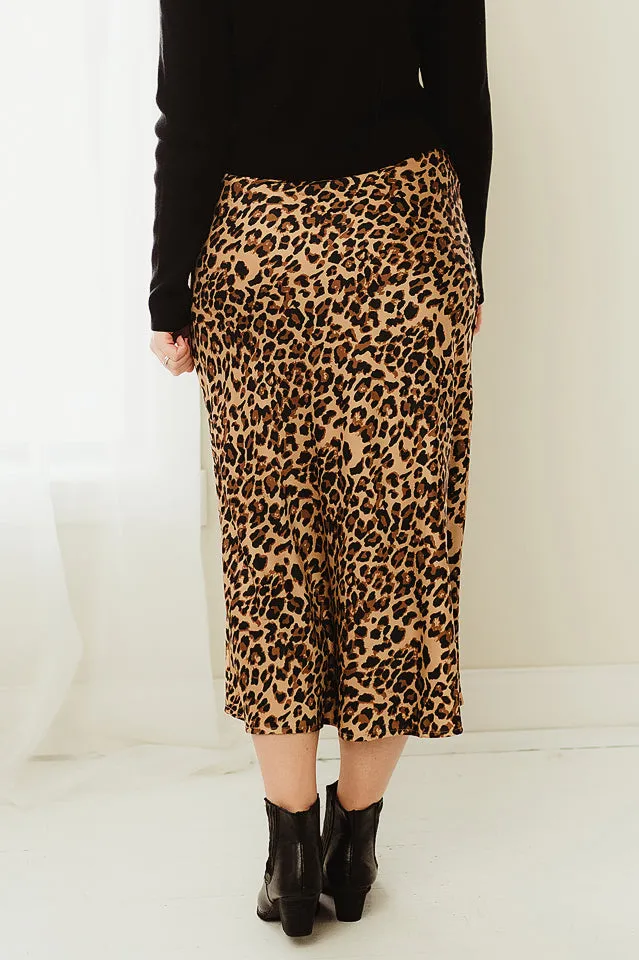 Satin Leopard Skirt