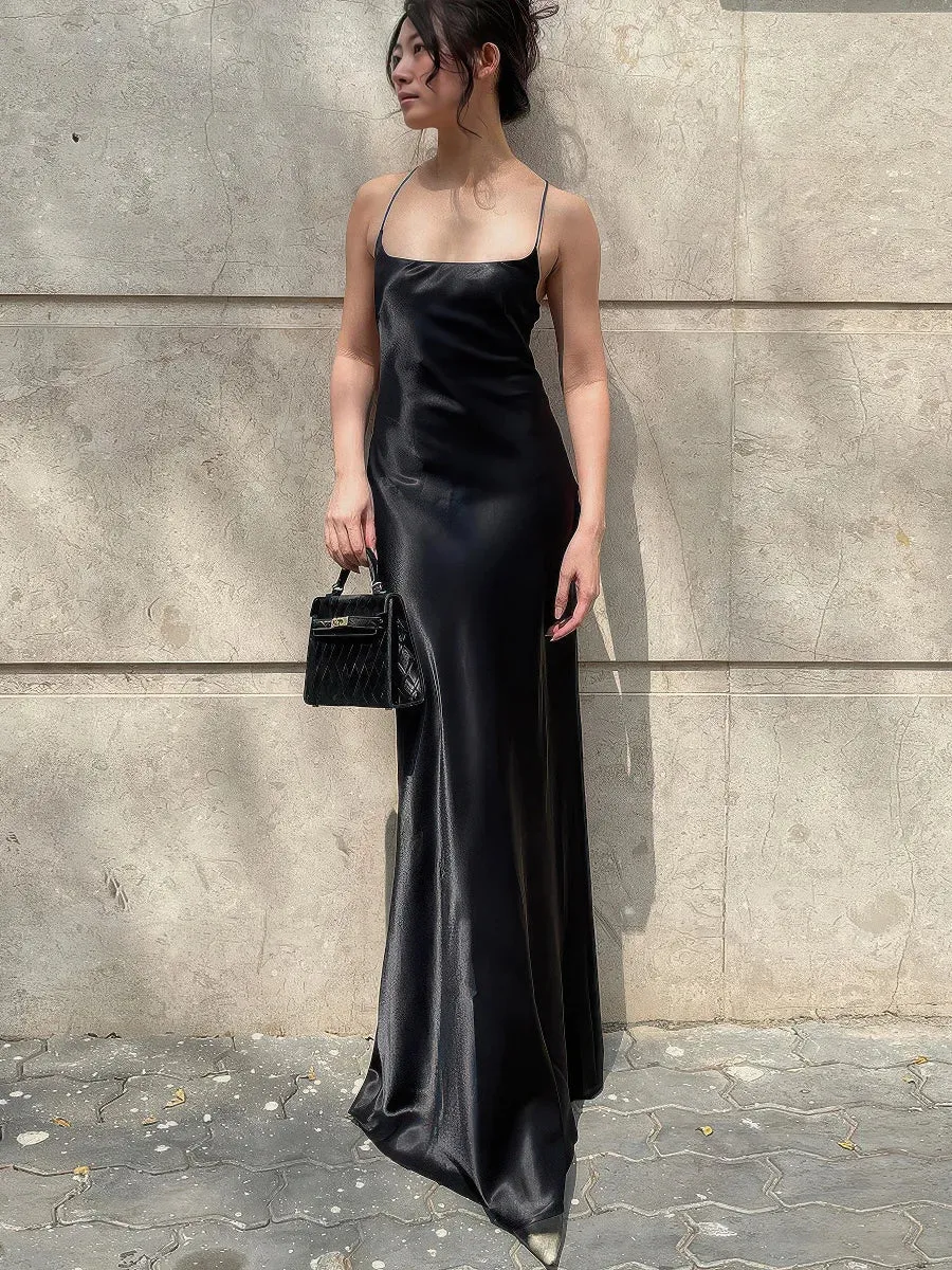 Sexy backless suspender dress